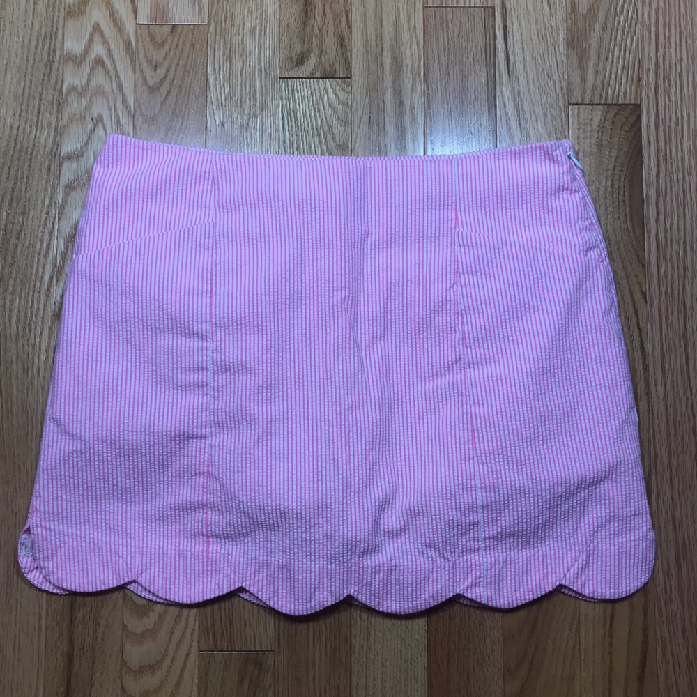 Pink stripped scalloped skirt